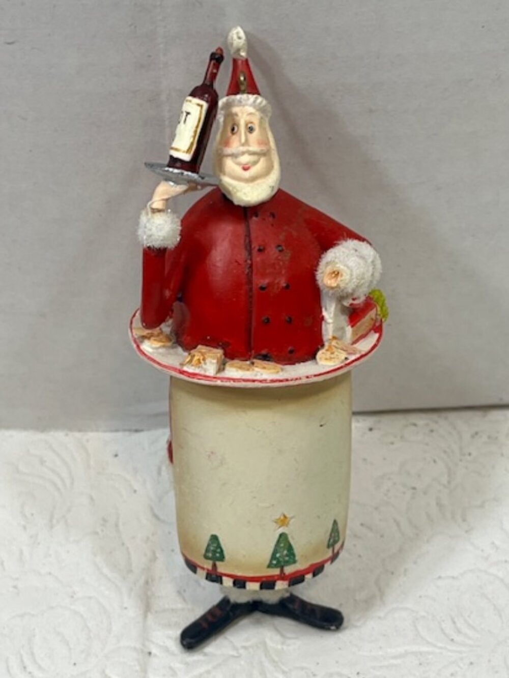 Santa Wine Maître D Resin Bar Christmas Holiday Glitter Ornament Merlot 2"x5"
